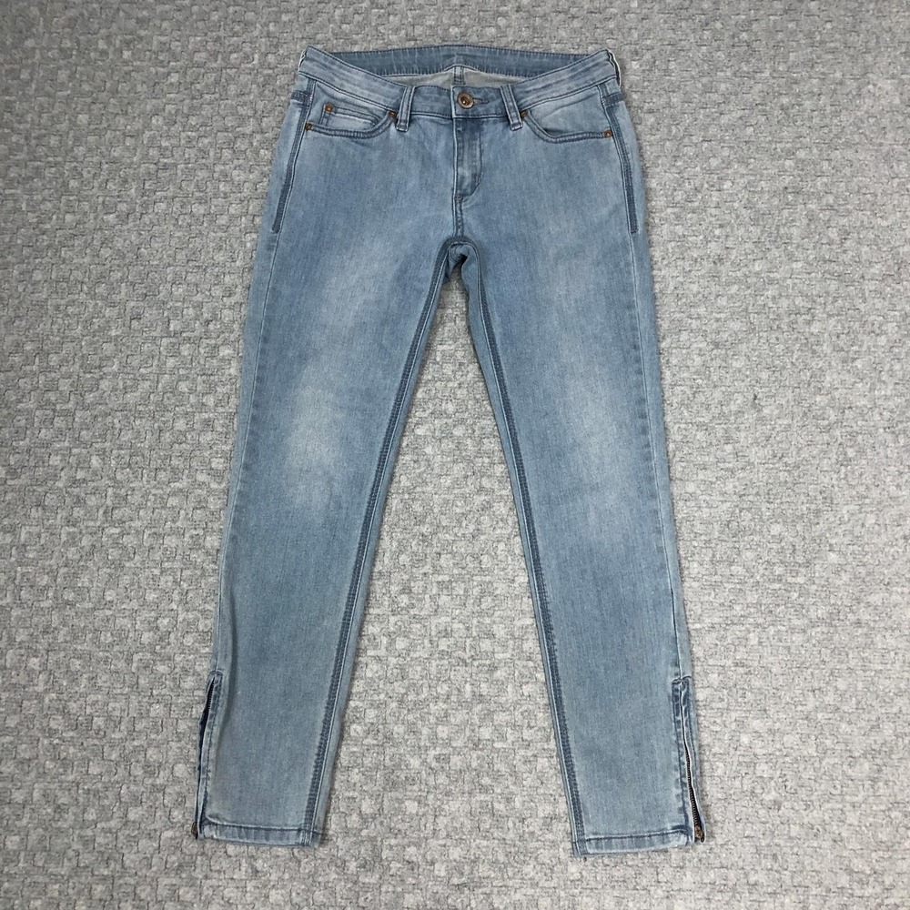 BCBGMAXAZRIA Dawson Jeans Womens 27 Blue Light Skinny Ankle Zip Stretch Denim